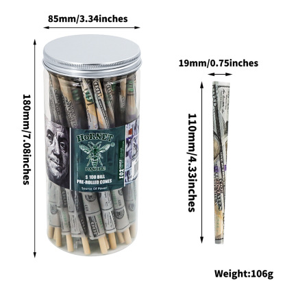 100 Dollar King Size Pre Rolled Cones, 50 Pack