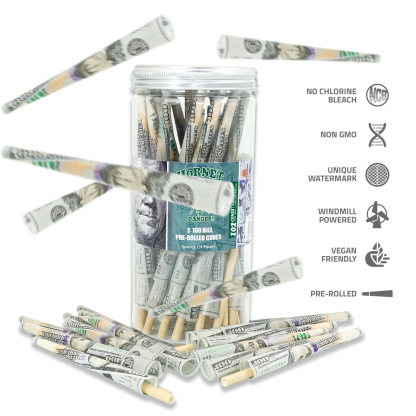 100 Dollar King Size Pre Rolled Cones, 50 Pack