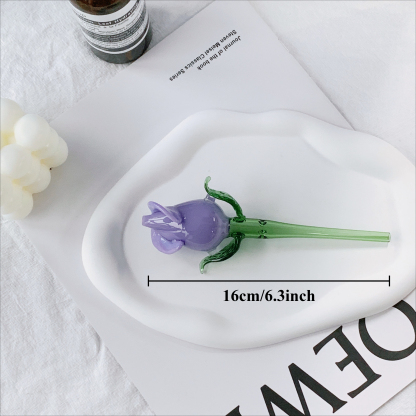 Flower Pyrex Glass Oil Burner - Purple