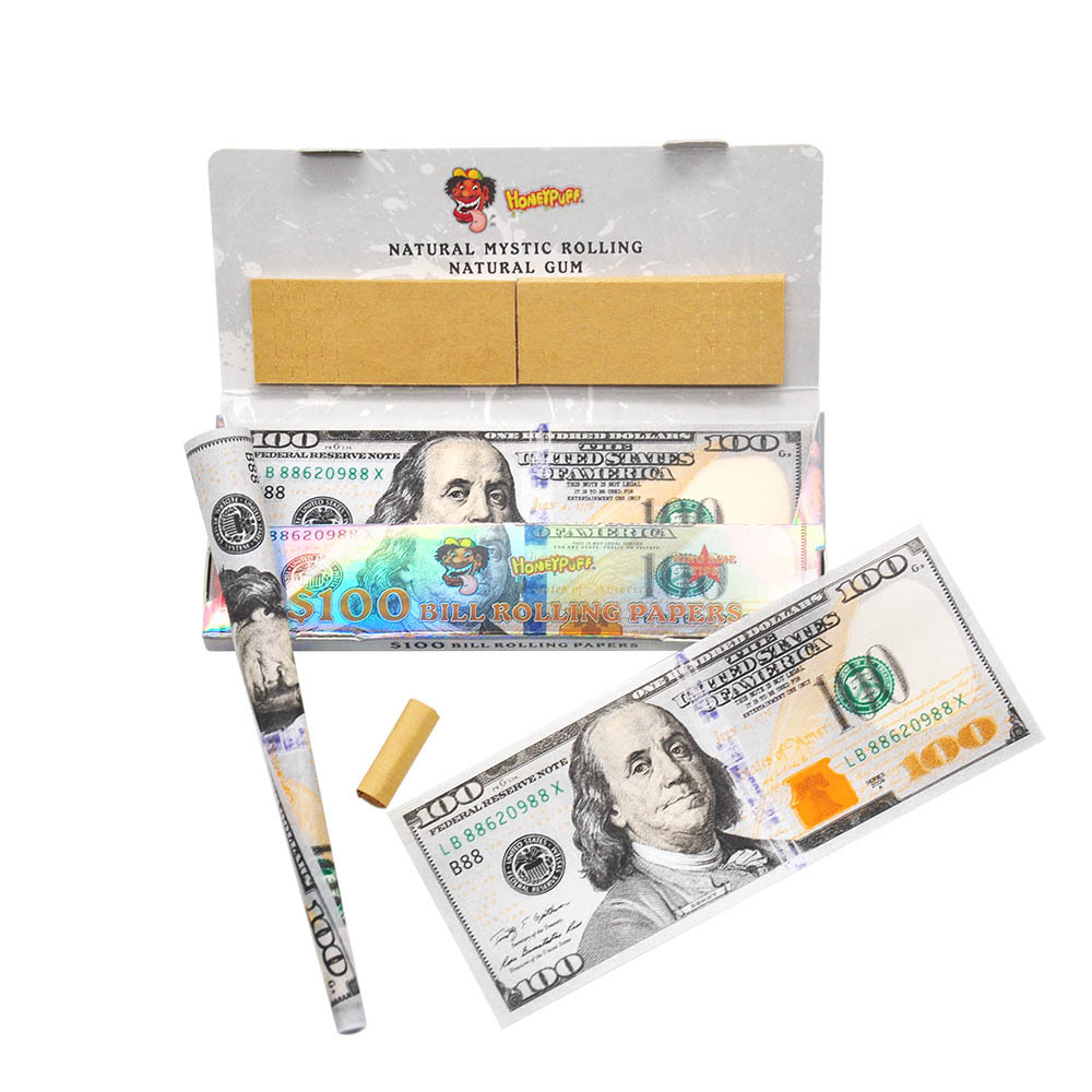 Honeypuff $100 Bill Rolling Papers with Tips (24-Pack)
