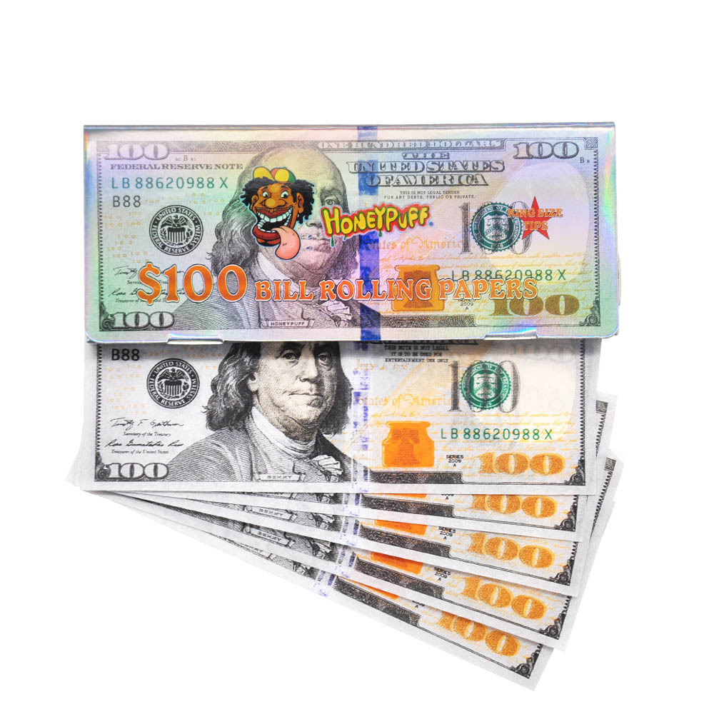 Honeypuff $100 Bill Rolling Papers with Tips (24-Pack)