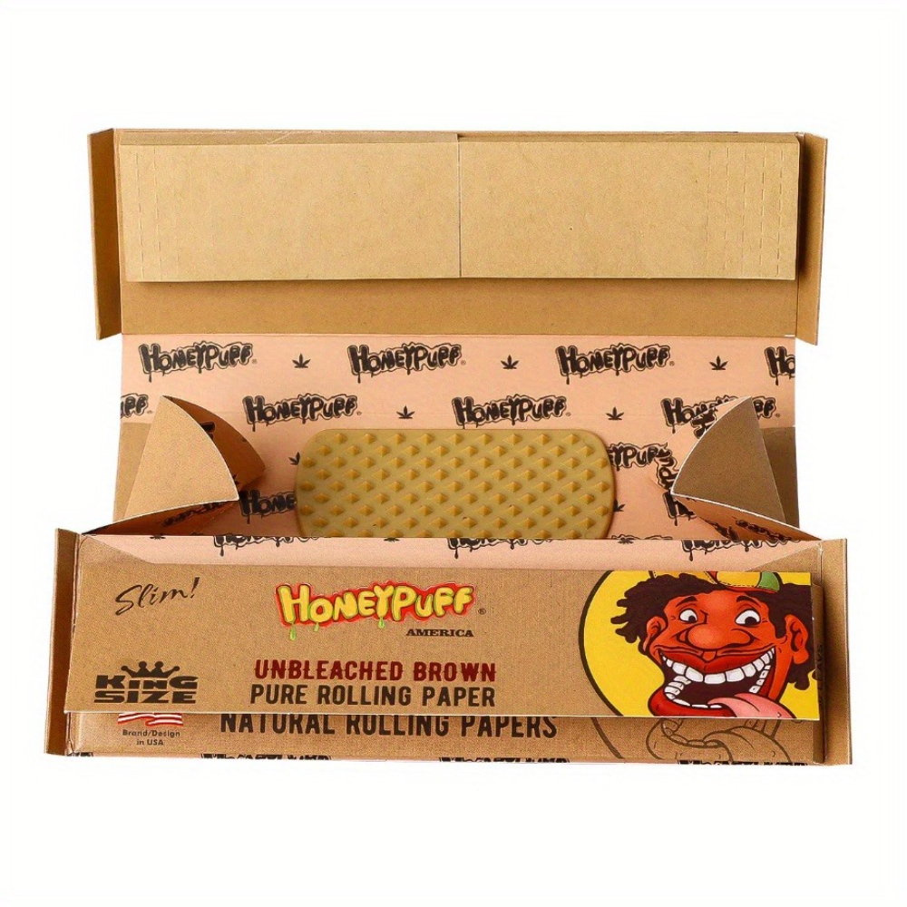 4 in 1 Honeypuff Smoking Paper, W/King Size (110mm) Paper & Tips, Grin