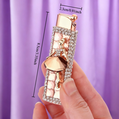 Diamond-inset Windproof Refillable Butane Lighter (Butane Gas Not Included)