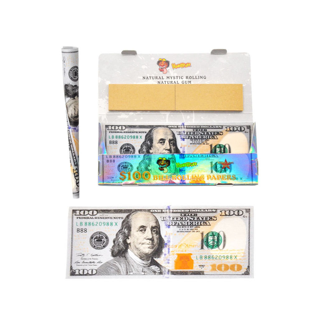 Honeypuff $100 Bill Rolling Papers with Tips (24-Pack)
