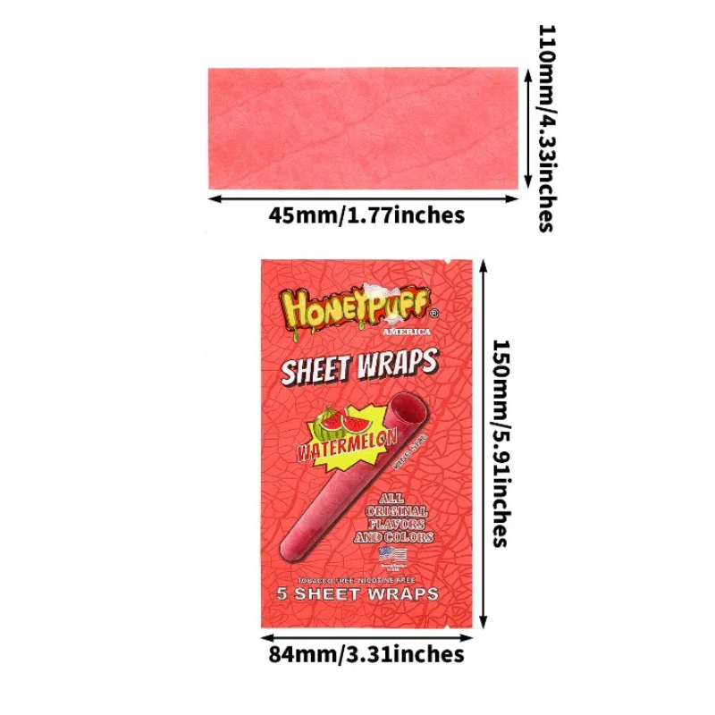 5-Pack Smoking Fragrance King Size Sheet Wraps - Each Pack Includes 5 Units Smoking Papers - Tobacco Free and Nicotine Free Smoking Accessories