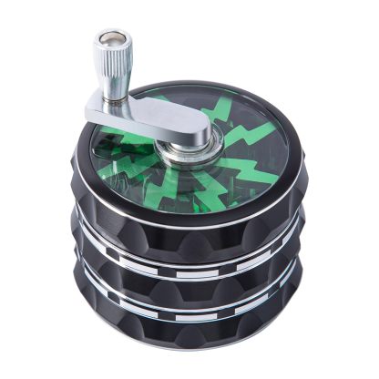 63mm Hand Crank Aluminium Large Grinder with Clear Top, Green