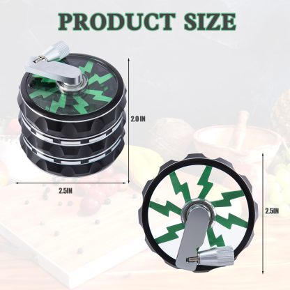 63mm Hand Crank Aluminium Large Grinder with Clear Top, Green