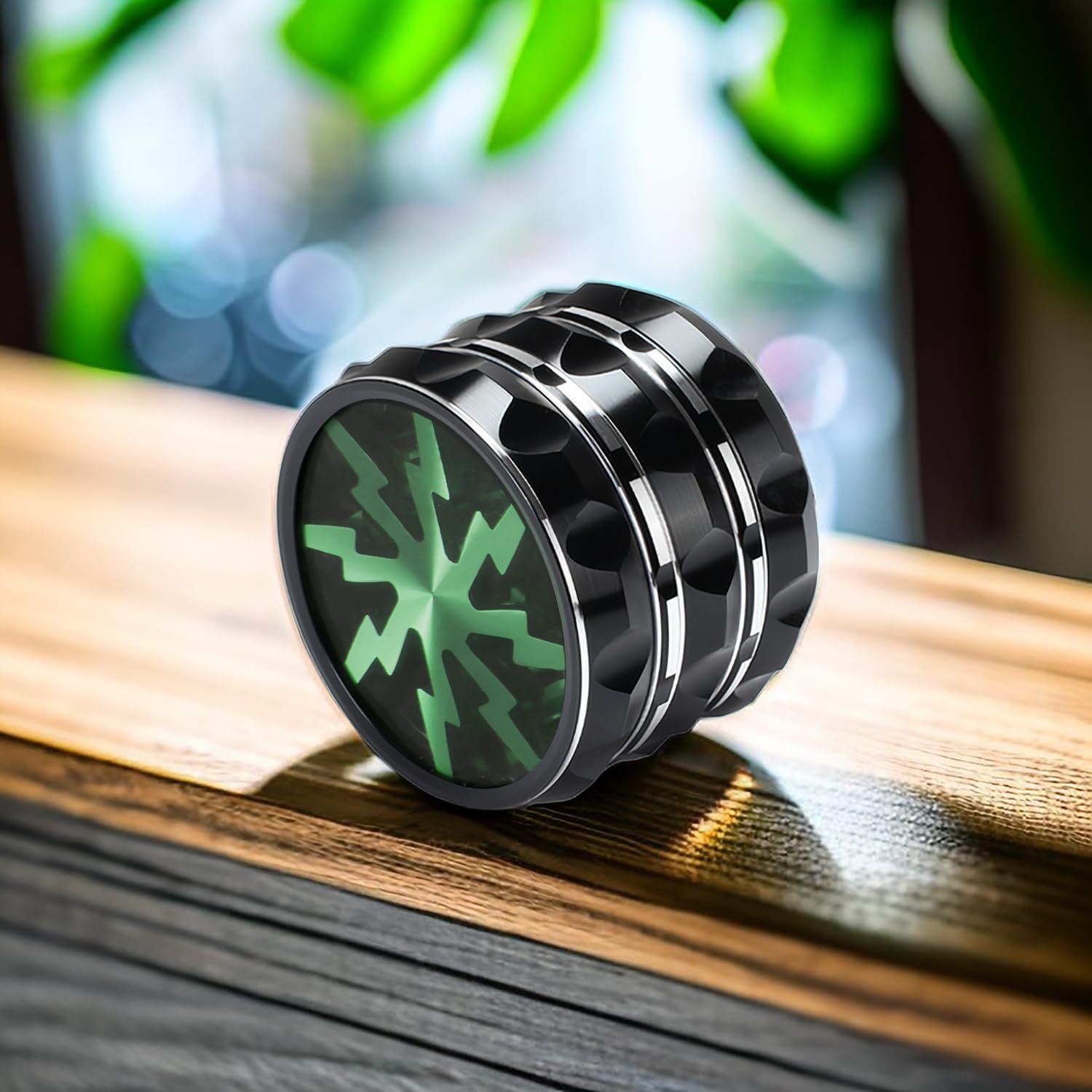 63mmAluminium Large Grinder with Clear Top, Green