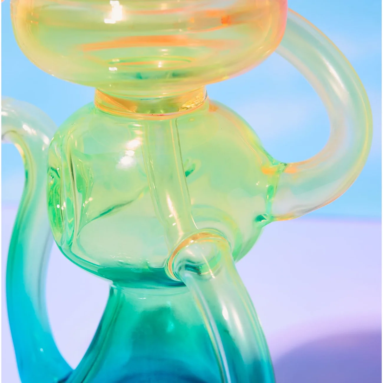 9.5" Neon Rainbow Recycler Bong (uv reactive)