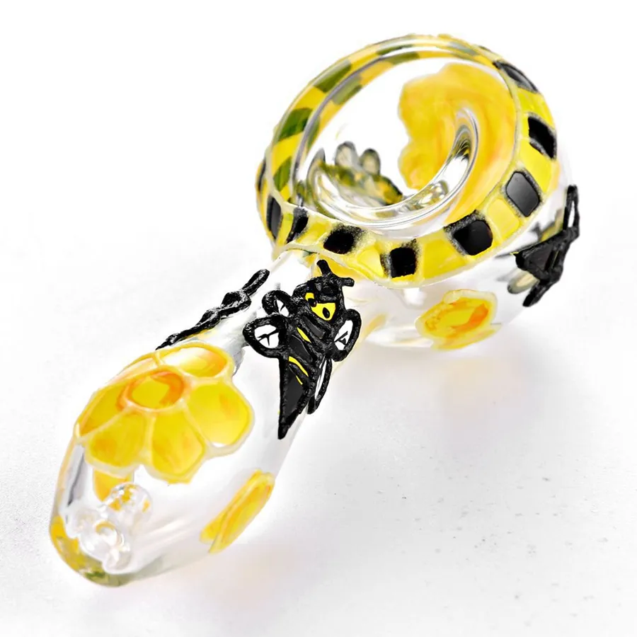 4" Bee Hand Pipe (glow in the dark)