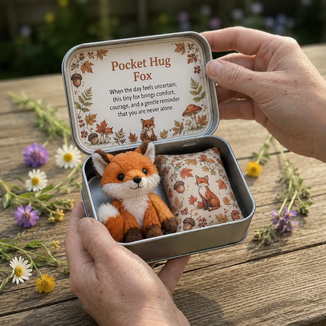 Pocket Hug Plush Keepsake Tin, Mini Portable Comfort Pocket Plush Toy