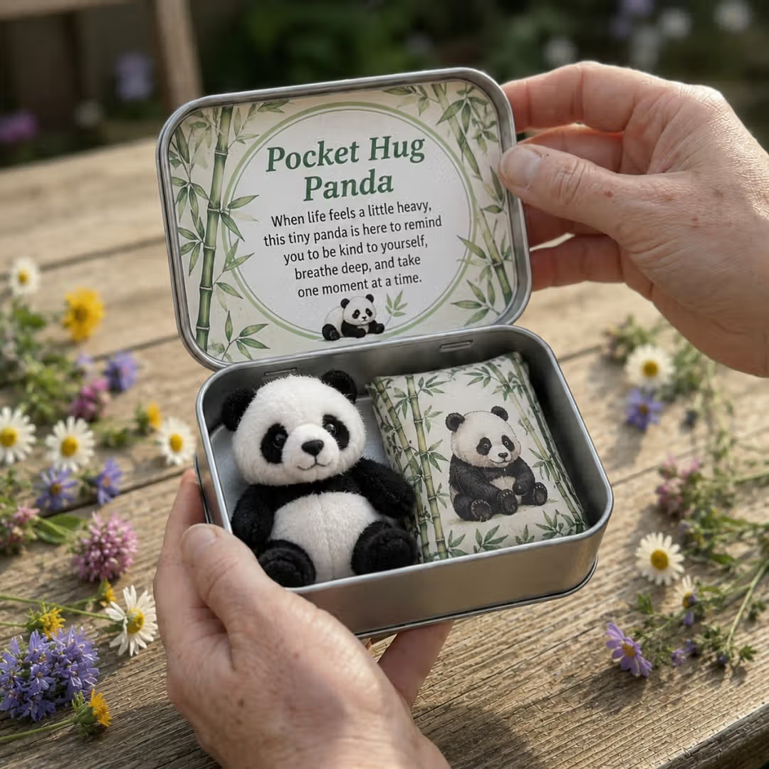 Pocket Hug Plush Keepsake Tin, Mini Portable Comfort Pocket Plush Toy