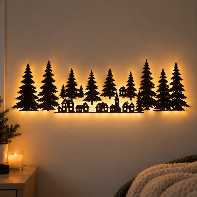 Illuminated Wooden Reindeer Sleigh Wall Decor - Bring the Magic of Christmas Night Right Onto Your Walls! 🎄✨