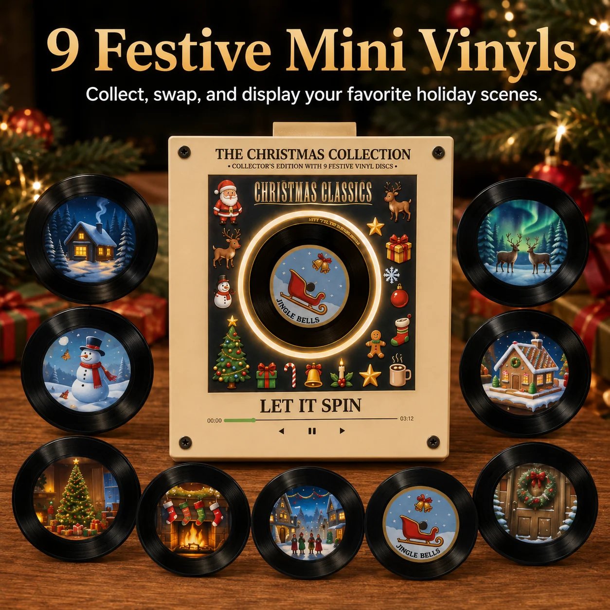 9 festive mini vinyl discs collection