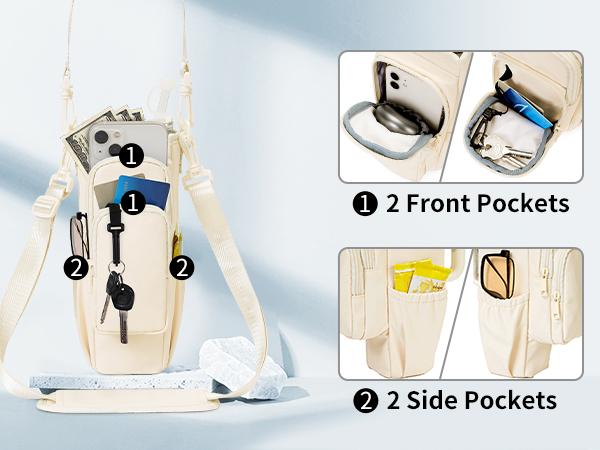 Sportsnew Water Bottle Carrier Bag for Stanley 40oz Tumbler – Insulated Crossbody Holder with Phone Pocket, Straw Cover & Adjustable Strap for Hiking, Travel & Outdoor TikTokShopBlackFriday