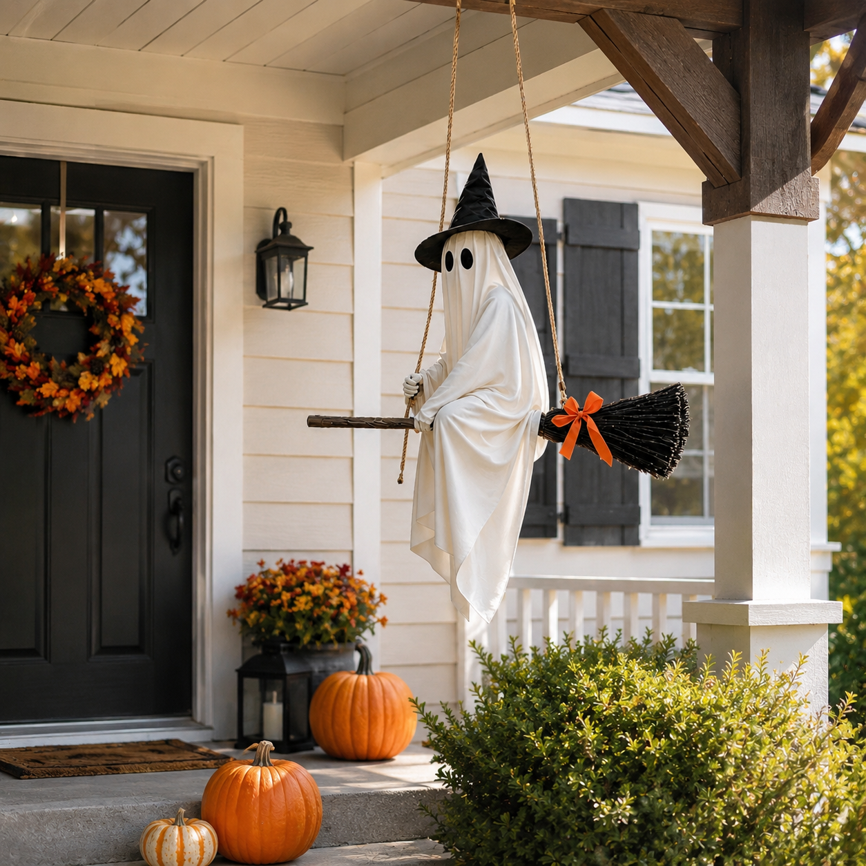 Lighted Hanging Ghost Witch Halloween Decoration