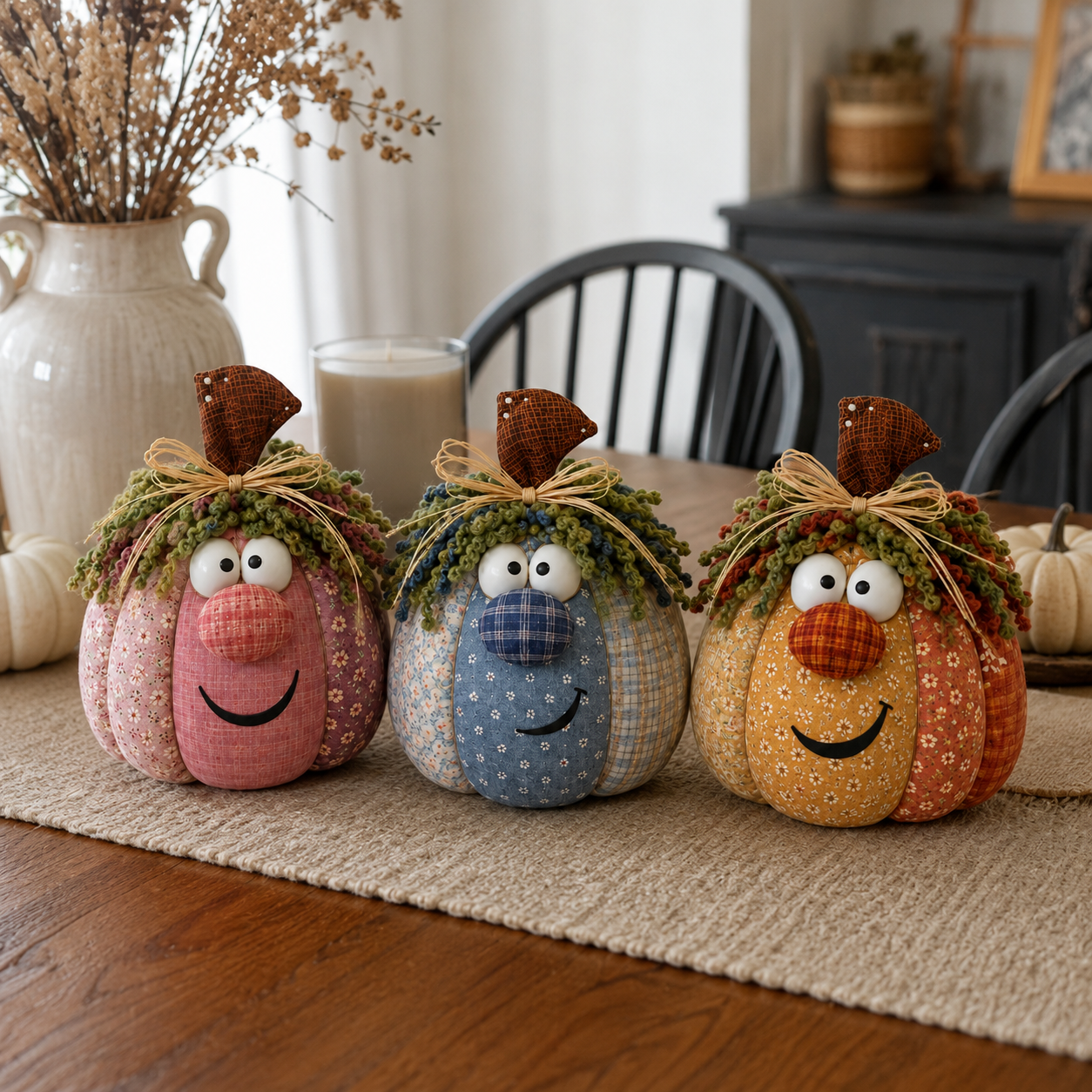 Whimsical Patchwork Pumpkin Pals