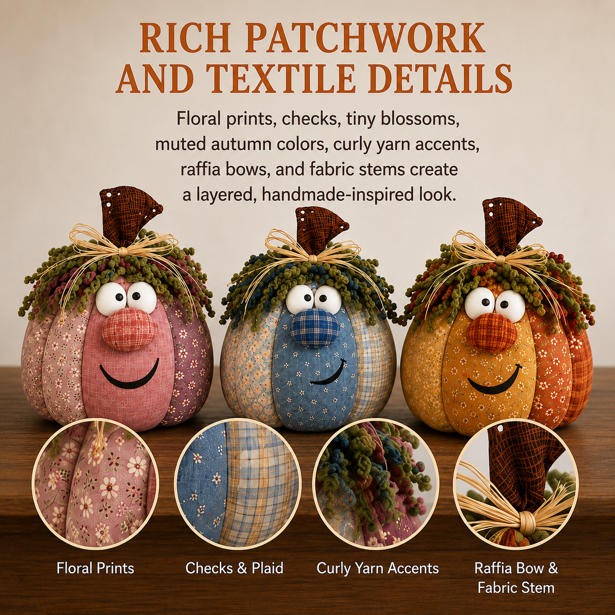 Whimsical Patchwork Pumpkin Pals