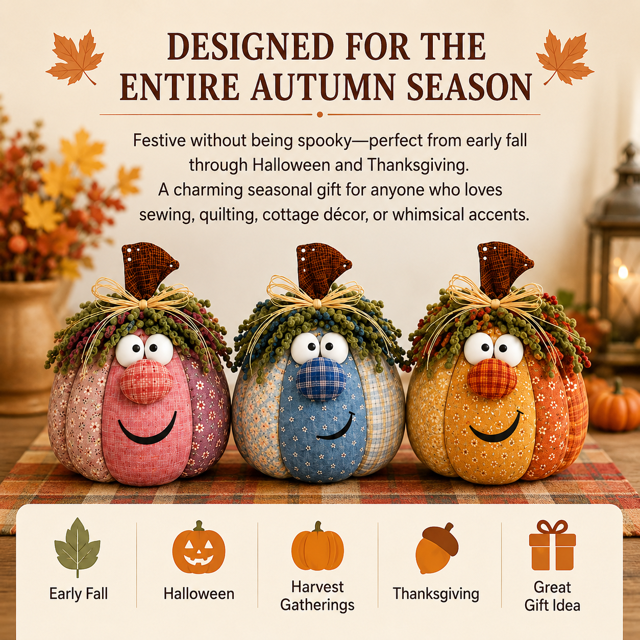 Whimsical Patchwork Pumpkin Pals