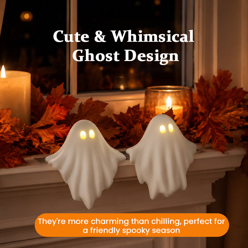 Cute glowing ghost ornament for Halloween shelf decor