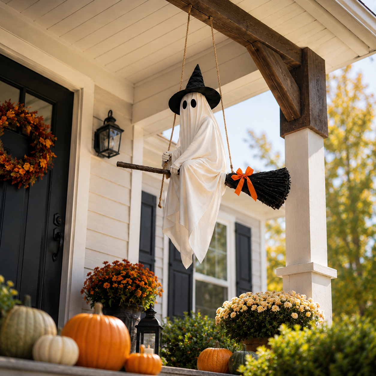 Lighted Hanging Ghost Witch Halloween Decoration