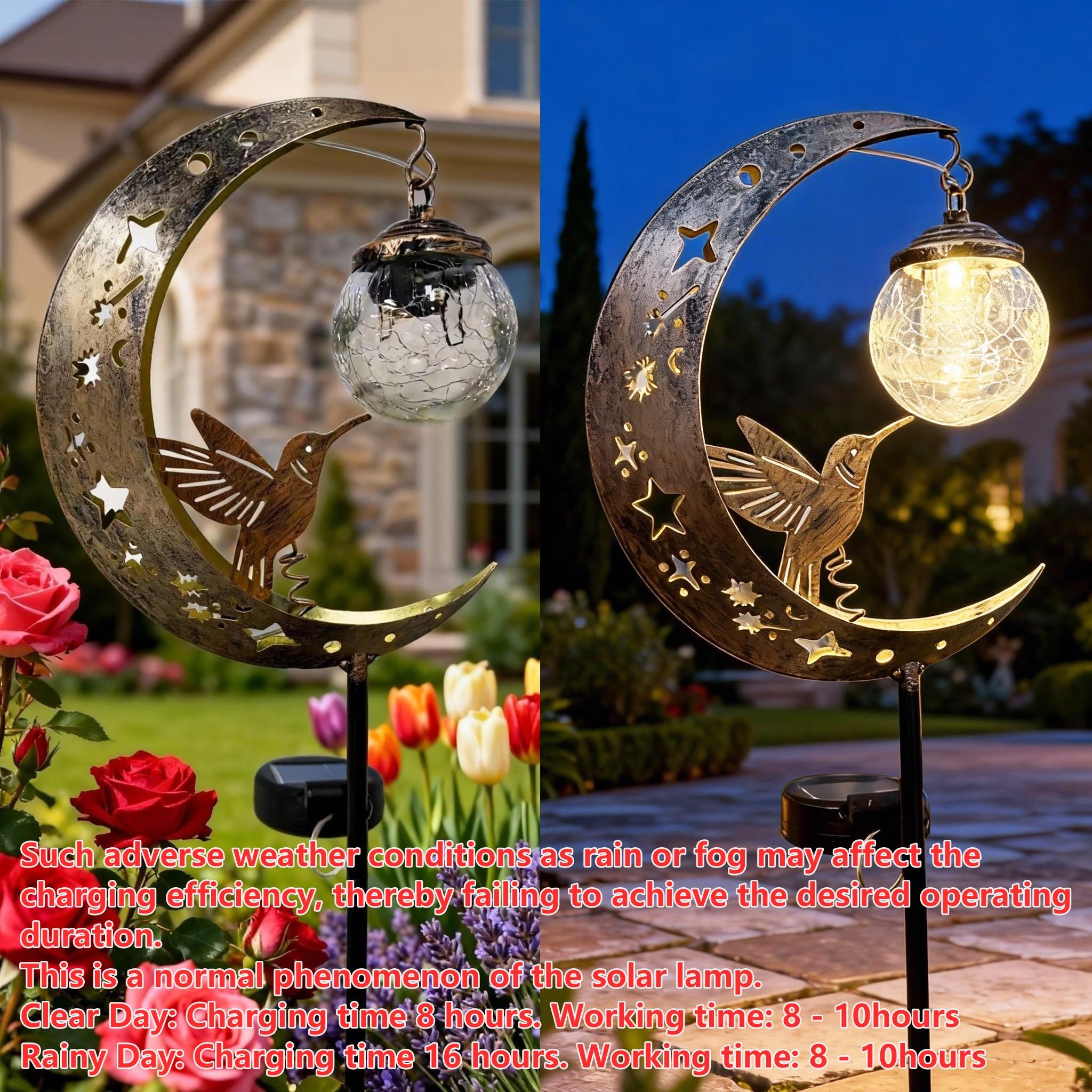 Solar Ground Stake Light, Lawn Decoration Lamp, Yard Lighting, Hollow Iron Bird Moon Design, Includes Broken Glass Ball, Outdoor Garden Pathway Decor, Solar Garden Lights, Garden Decorative Lighting Solar Ground Stake Light, Lawn Decoration Lamp, Yard Lighting, Hollow Iron Bird Moon Design, Includes Broken Glass Ball, Outdoor Garden Pathway Decor, Solar Garden Lights, Garden Decorative Lighting