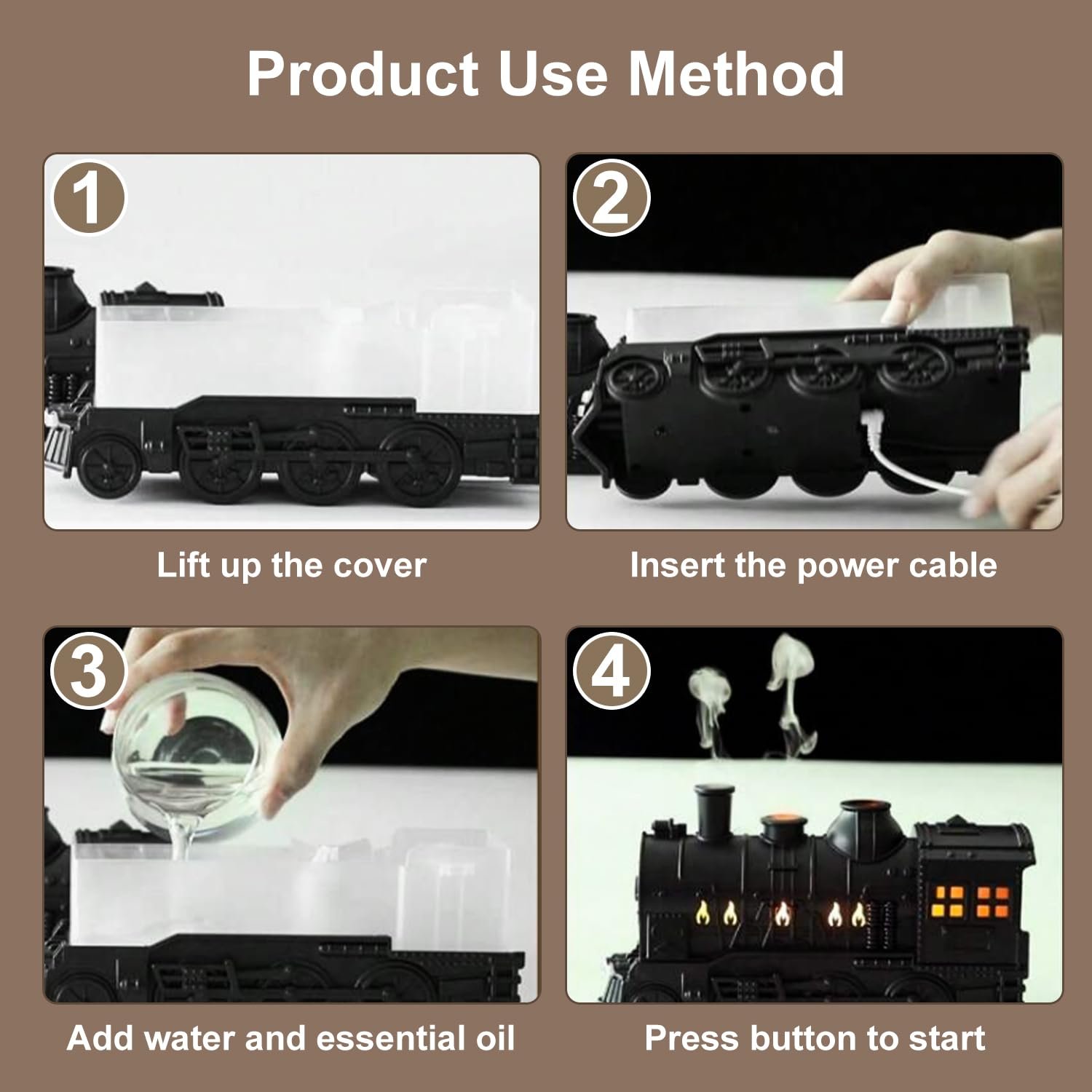 🔥Hot Sale 49% OFF Train Essential Oil Diffuser 🚂 | 300ML Cool Mist Humidifier