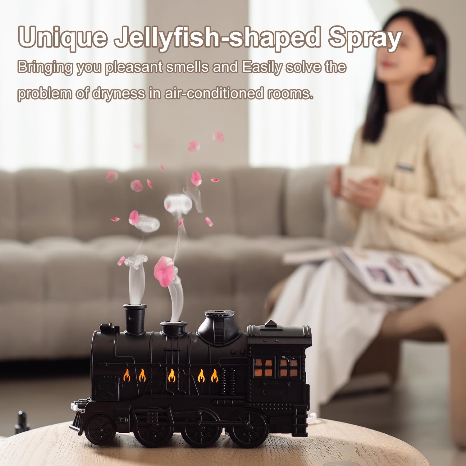 🔥Hot Sale 49% OFF Train Essential Oil Diffuser 🚂 | 300ML Cool Mist Humidifier