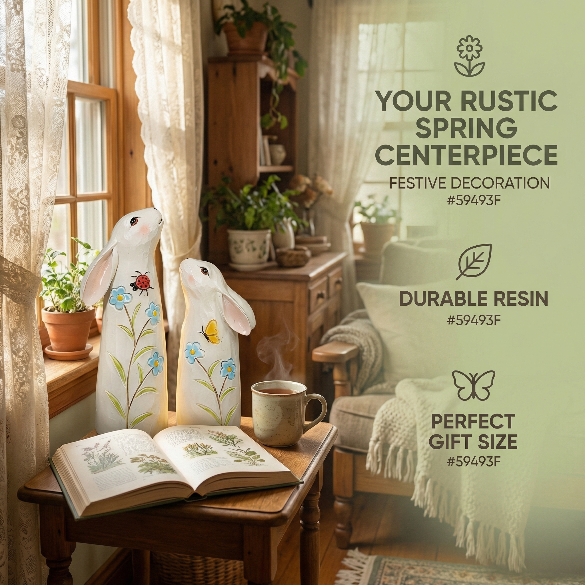 Hand-Painted Spring Bunny Figurines