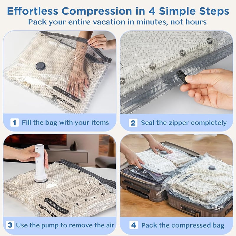 🔥 LAST DAY 49% OFF-Cordless Travel Vacuum Storage Compression Bag Set