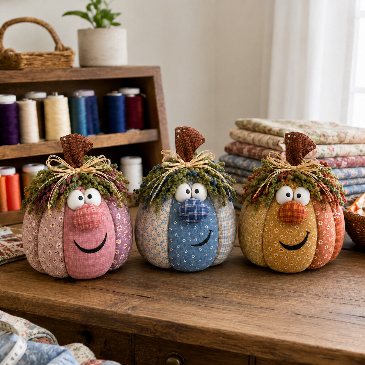 Whimsical Patchwork Pumpkin Pals