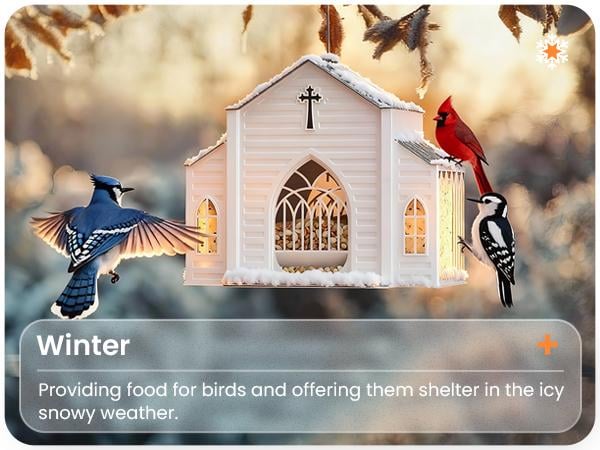 [Mother's Day Gift]MrCrafts Church-Shaped Metal Bird Feeder with Solar Light, 10.35'' * 6.69'' * 8.2'', Hanging Outdoor Feeder, 4lb Large Capacity & Bird Suet Design, Weatherproof, Garden/Yard/Deck Decor & Unique Gift for Christmas & Mother's Day