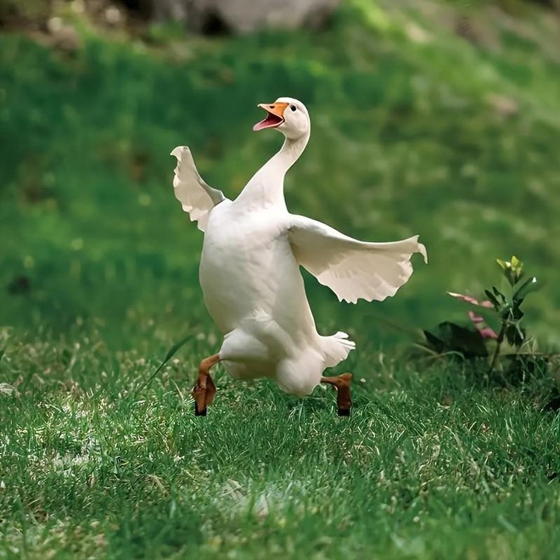FUN WHITE GOOSE PATIO DECORATIONS - SUITABLE FOR LAWNS, TERRACES AND BACKYARDS