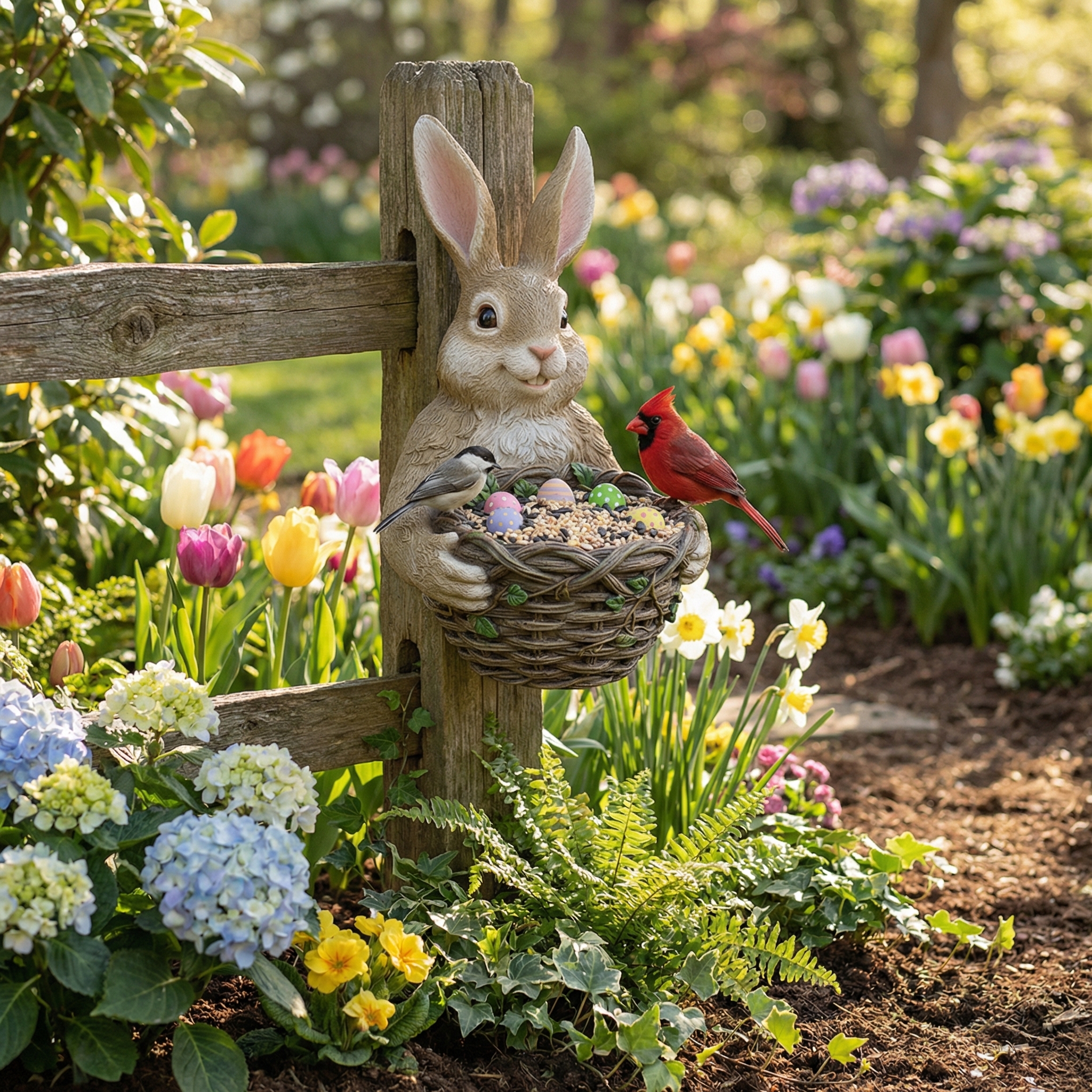 Hand-Painted Easter Bird Feeder — Charming Garden Decor & Perfect Spring Gift