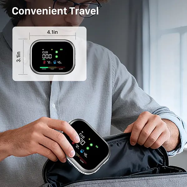 🏠 6-in-1 Smart Home Safety Detector – CO, Gas, Smoke, Temperature & Humidity Alarm