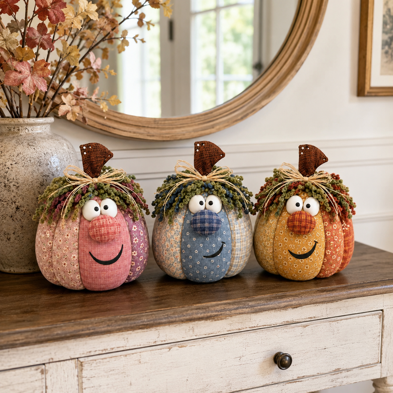 Whimsical Patchwork Pumpkin Pals