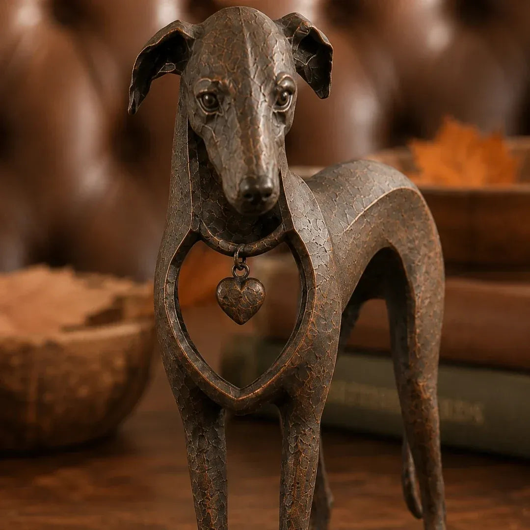 Sighthound Sculpture – Vintage Iron Dog Accent for Timeless Interiors
