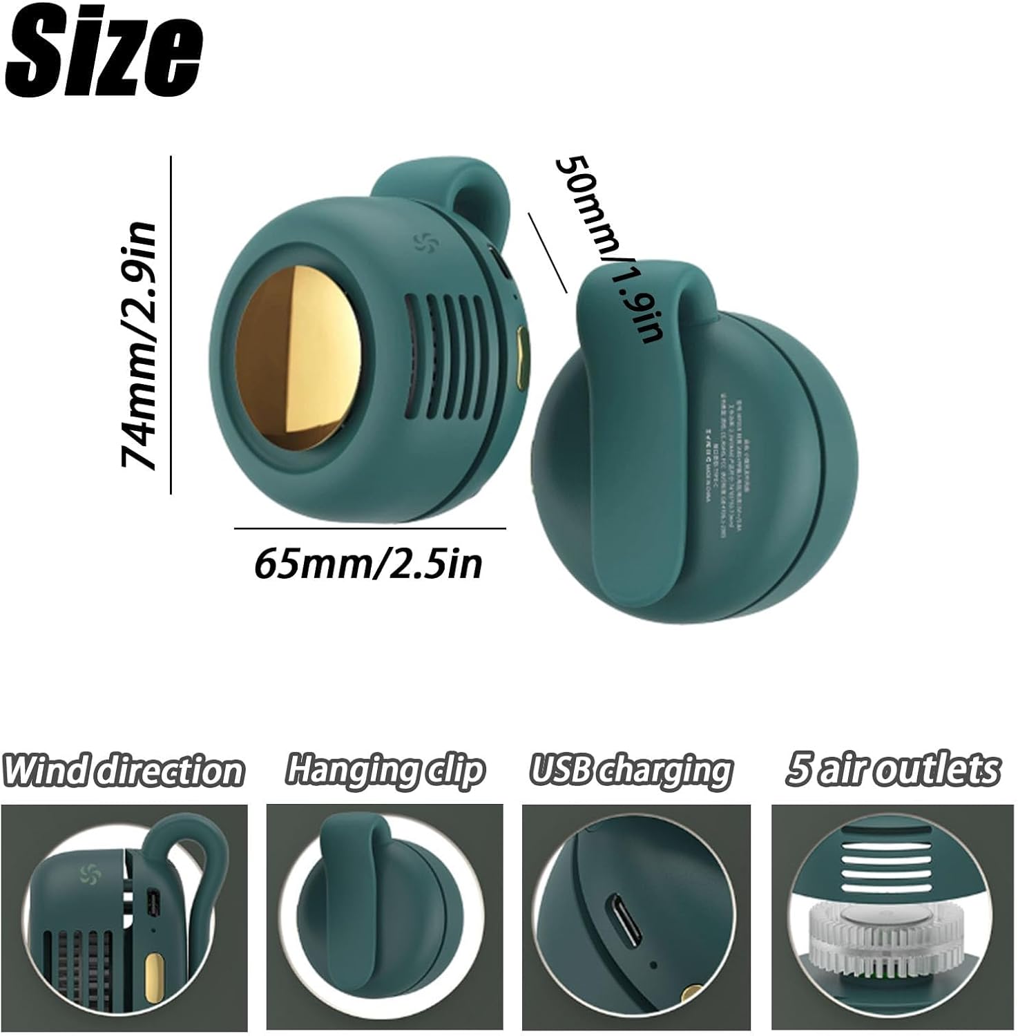 Portable Silent Mini Bladeless Electric Fan, Adjustable 3-speed Suspended Waist Fans, Rechargeable Rotating Body Fan, Suitable for Outdoor & Travel & Office, Travel Accessories, Gift (pink)