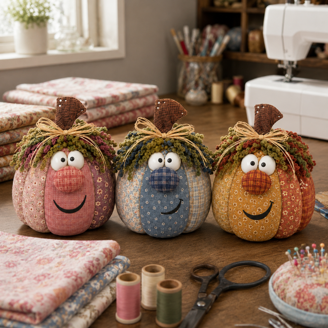 Whimsical Patchwork Pumpkin Pals