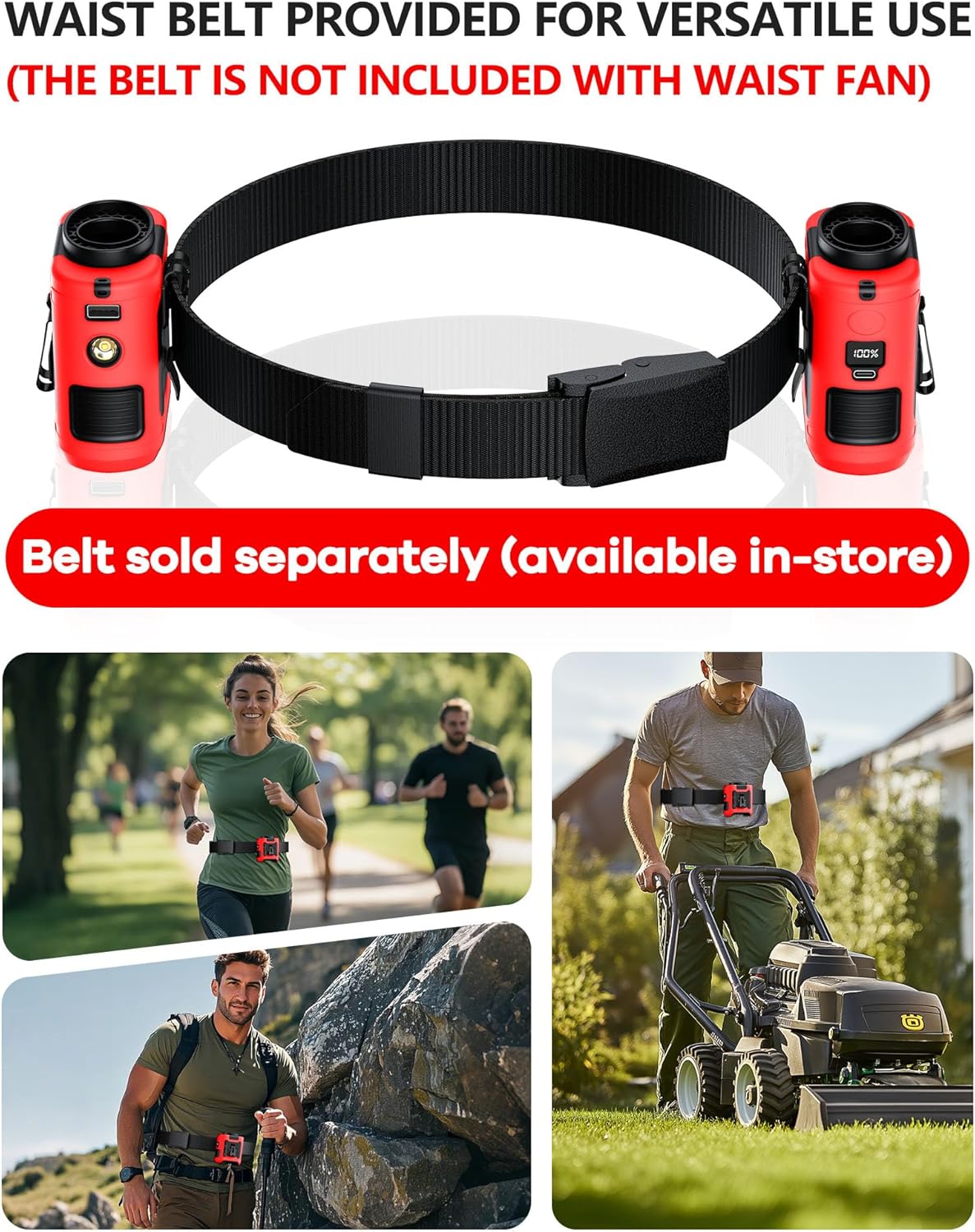 2025 Upgrade Portable Waist Fan Clip on 10000mAh Body Wearable Belt Clip Fan Undershirt Personal Cooling Neck Fans with 5 Speeds Flashlight&Power Bank 40H Cooling For Outdoor Camping Travel (Grey)