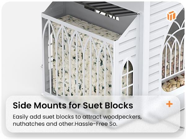 [Mother's Day Gift]MrCrafts Church-Shaped Metal Bird Feeder with Solar Light, 10.35'' * 6.69'' * 8.2'', Hanging Outdoor Feeder, 4lb Large Capacity & Bird Suet Design, Weatherproof, Garden/Yard/Deck Decor & Unique Gift for Christmas & Mother's Day