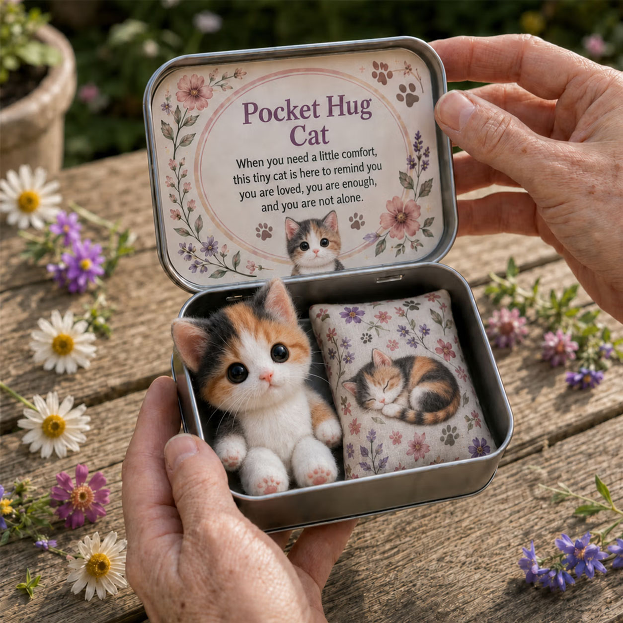 Pocket Hug Plush Keepsake Tin, Mini Portable Comfort Pocket Plush Toy