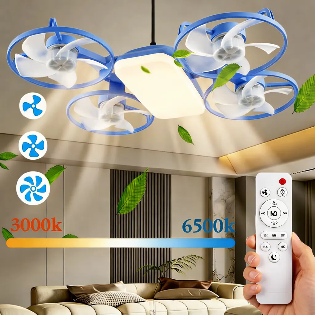 ✨ Drone-Style LED Ceiling Fan Light – Modern Lighting & Airflow in One