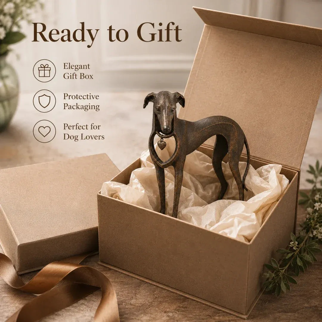 Sighthound Sculpture – Vintage Iron Dog Accent for Timeless Interiors