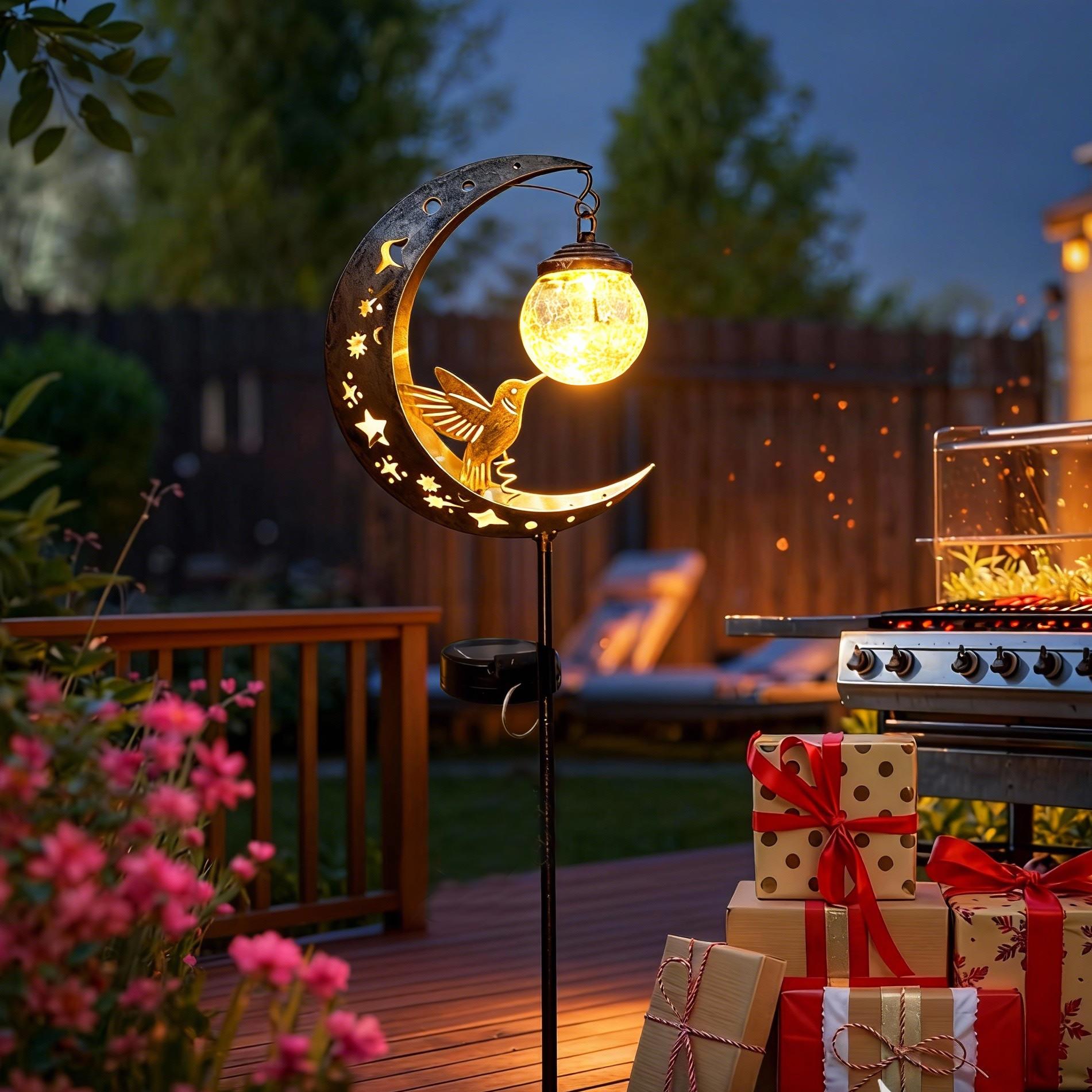 Solar Ground Stake Light, Lawn Decoration Lamp, Yard Lighting, Hollow Iron Bird Moon Design, Includes Broken Glass Ball, Outdoor Garden Pathway Decor, Solar Garden Lights, Garden Decorative Lighting Solar Ground Stake Light, Lawn Decoration Lamp, Yard Lighting, Hollow Iron Bird Moon Design, Includes Broken Glass Ball, Outdoor Garden Pathway Decor, Solar Garden Lights, Garden Decorative Lighting