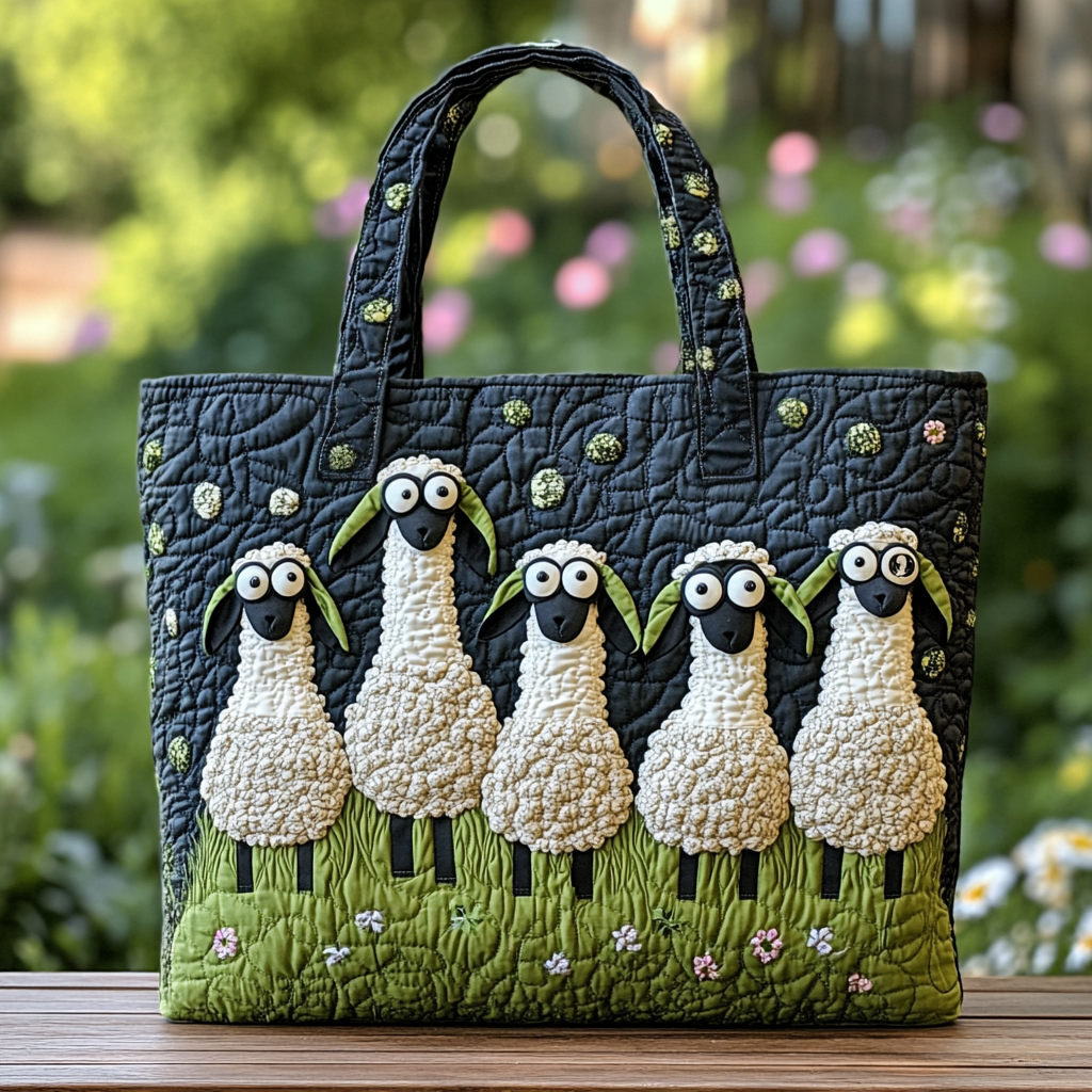 Cozy Sheep Quilted Tote Bag NCU0DK9562