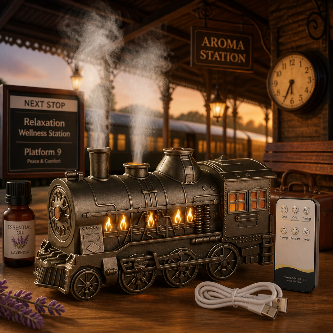 🔥Hot Sale 49% OFF Train Essential Oil Diffuser 🚂 | 300ML Cool Mist Humidifier