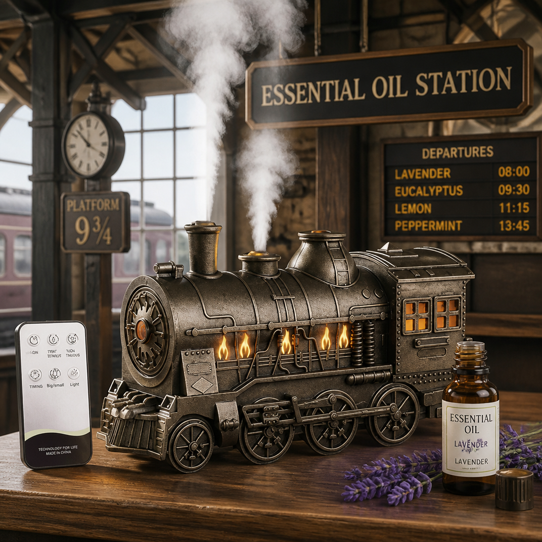🔥Hot Sale 49% OFF Train Essential Oil Diffuser 🚂 | 300ML Cool Mist Humidifier