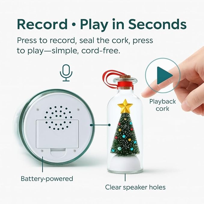 🔥Limited Time 49% Off🎄 8" Recordable Christmas Tree Message In A Bottle