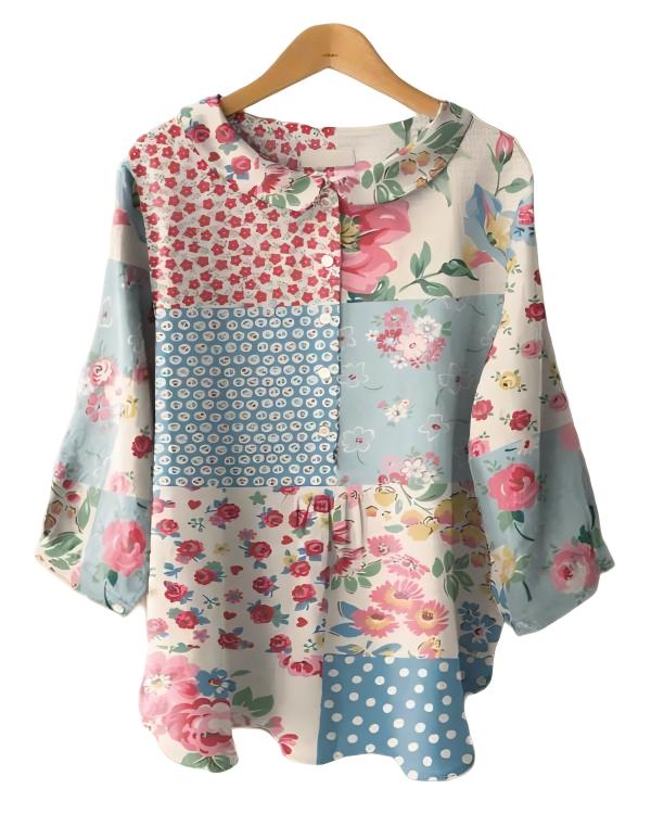Vintage Long Sleeve Peter Pan Collar Floral Print Shirt